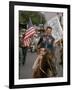 California Republican Gubernatorial Candidate Ronald Reagan, in Cowboy Attire, Riding Horse Outside-Bill Ray-Framed Photographic Print