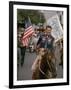 California Republican Gubernatorial Candidate Ronald Reagan, in Cowboy Attire, Riding Horse Outside-Bill Ray-Framed Photographic Print