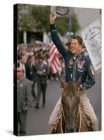 California Republican Gubernatorial Candidate Ronald Reagan in Cowboy Attire, Riding Horse Outside-Bill Ray-Stretched Canvas