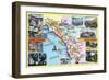 California - Roadmap of Southern CA Romantic Highways-Lantern Press-Framed Art Print