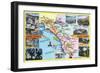 California - Roadmap of Southern CA Romantic Highways-Lantern Press-Framed Art Print