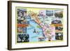 California - Roadmap of Southern CA Romantic Highways-Lantern Press-Framed Art Print