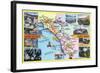 California - Roadmap of Southern CA Romantic Highways-Lantern Press-Framed Art Print