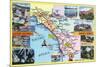 California - Roadmap of Southern CA Romantic Highways-Lantern Press-Mounted Art Print