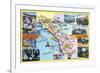 California - Roadmap of Southern CA Romantic Highways-Lantern Press-Framed Premium Giclee Print