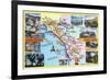 California - Roadmap of Southern CA Romantic Highways-Lantern Press-Framed Premium Giclee Print