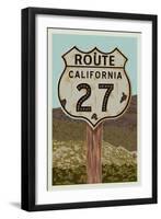 California - Route 27 - Letterpress-Lantern Press-Framed Art Print