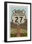 California - Route 27 - Letterpress-Lantern Press-Framed Art Print