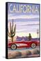 California - Route 66 - Corvette-Lantern Press-Framed Stretched Canvas