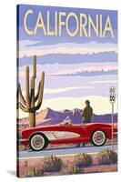 California - Route 66 - Corvette-Lantern Press-Stretched Canvas