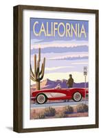 California - Route 66 - Corvette-Lantern Press-Framed Art Print