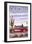 California - Route 66 - Corvette-Lantern Press-Framed Art Print