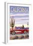 California - Route 66 - Corvette-Lantern Press-Framed Art Print