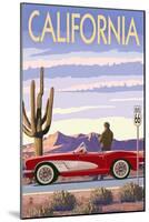 California - Route 66 - Corvette-Lantern Press-Mounted Art Print