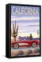 California - Route 66 - Corvette-Lantern Press-Framed Stretched Canvas