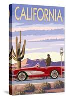 California - Route 66 - Corvette-Lantern Press-Stretched Canvas