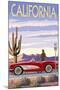 California - Route 66 - Corvette-Lantern Press-Mounted Art Print