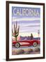 California - Route 66 - Corvette-Lantern Press-Framed Art Print