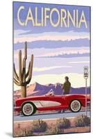 California - Route 66 - Corvette-Lantern Press-Mounted Art Print