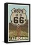 California - Route 66 - Letterpress-Lantern Press-Framed Stretched Canvas