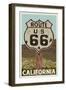 California - Route 66 - Letterpress-Lantern Press-Framed Art Print