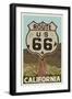 California - Route 66 - Letterpress-Lantern Press-Framed Art Print