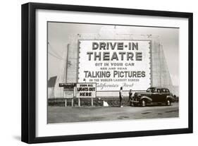California's First Drive-In Movie Theater-null-Framed Art Print