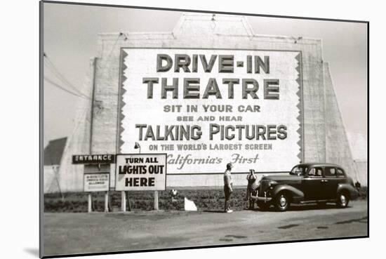 California's First Drive-In Movie Theater-null-Mounted Art Print