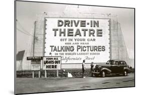 California's First Drive-In Movie Theater-null-Mounted Art Print