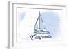 California - Sailboat - Blue - Coastal Icon-Lantern Press-Framed Art Print