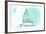 California - Sailboat - Teal - Coastal Icon-Lantern Press-Framed Art Print