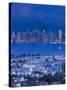 California, San Diego, City and Shelter Island Yacht Basin from Point Loma, Dusk, USA-Walter Bibikow-Stretched Canvas