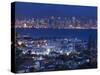 California, San Diego, City and Shelter Island Yacht Basin from Point Loma, Dusk, USA-Walter Bibikow-Stretched Canvas