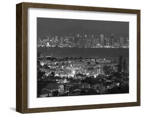 California, San Diego, City and Shelter Island Yacht Basin from Point Loma, Dusk, USA-Walter Bibikow-Framed Photographic Print