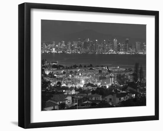 California, San Diego, City and Shelter Island Yacht Basin from Point Loma, Dusk, USA-Walter Bibikow-Framed Photographic Print