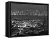 California, San Diego, City and Shelter Island Yacht Basin from Point Loma, Dusk, USA-Walter Bibikow-Framed Stretched Canvas