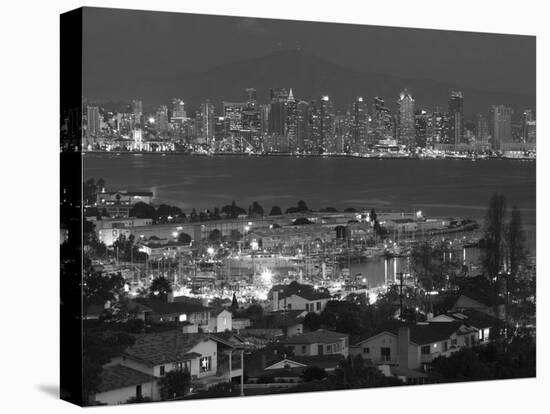 California, San Diego, City and Shelter Island Yacht Basin from Point Loma, Dusk, USA-Walter Bibikow-Stretched Canvas