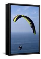 California, San Diego. Hang Glider Flying at Torrey Pines Gliderport-Steve Ross-Framed Stretched Canvas