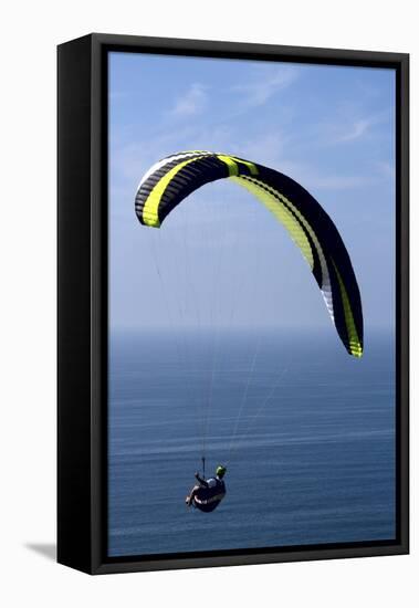 California, San Diego. Hang Glider Flying at Torrey Pines Gliderport-Steve Ross-Framed Stretched Canvas