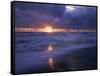 California, San Diego, Sunset Cliffs, Sunset over a Beach and Waves-Christopher Talbot Frank-Framed Stretched Canvas