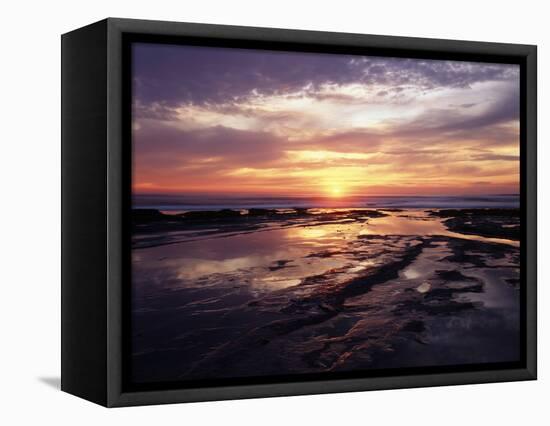 California, San Diego, Sunset Cliffs, Sunset over the Tide Pools-Christopher Talbot Frank-Framed Stretched Canvas