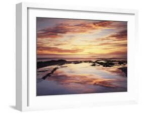 California, San Diego, Sunset Cliffs, Sunset Reflecting in a Tide Pool-Christopher Talbot Frank-Framed Premium Photographic Print