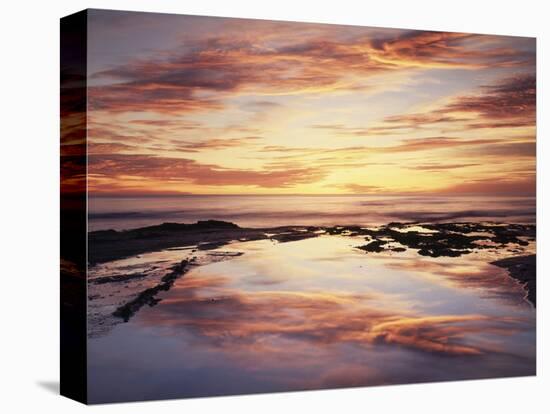 California, San Diego, Sunset Cliffs, Sunset Reflecting in a Tide Pool-Christopher Talbot Frank-Stretched Canvas