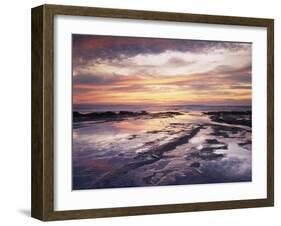 California, San Diego, Sunset Cliffs, Sunset Reflecting in Tide Pools-Christopher Talbot Frank-Framed Premium Photographic Print