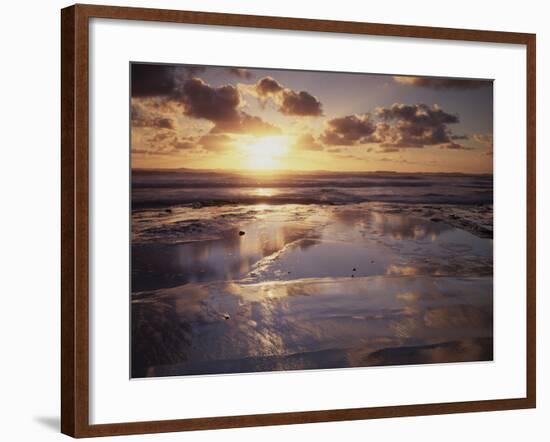 California, San Diego, Sunset Cliffs, Sunset Reflecting in Tide Pools-Christopher Talbot Frank-Framed Photographic Print