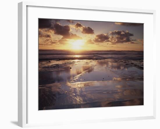 California, San Diego, Sunset Cliffs, Sunset Reflecting in Tide Pools-Christopher Talbot Frank-Framed Photographic Print