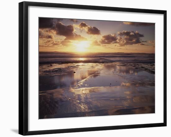 California, San Diego, Sunset Cliffs, Sunset Reflecting in Tide Pools-Christopher Talbot Frank-Framed Photographic Print