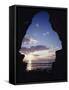 California, San Diego, Sunset Cliffs, Sunset Seen Through a Sea Cave-Christopher Talbot Frank-Framed Stretched Canvas