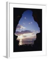 California, San Diego, Sunset Cliffs, Sunset Seen Through a Sea Cave-Christopher Talbot Frank-Framed Photographic Print