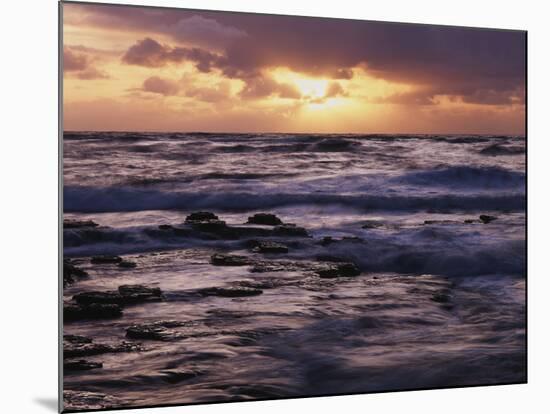 California, San Diego, Sunset Cliffs, Sunset Through Storm Clouds-Christopher Talbot Frank-Mounted Photographic Print
